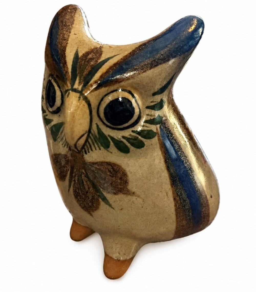 Vintage Jorge Wilmot Tonala Owl Figurine Signed Mexican Folk Art Pottery